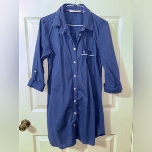 Victoria’s Secret Dark Blue Button Down Night Shirt with Rolled Sleeves